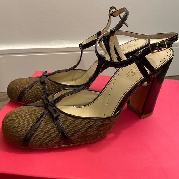 Brown Mary Jane T-Strap Heels - Picture 6 of 8